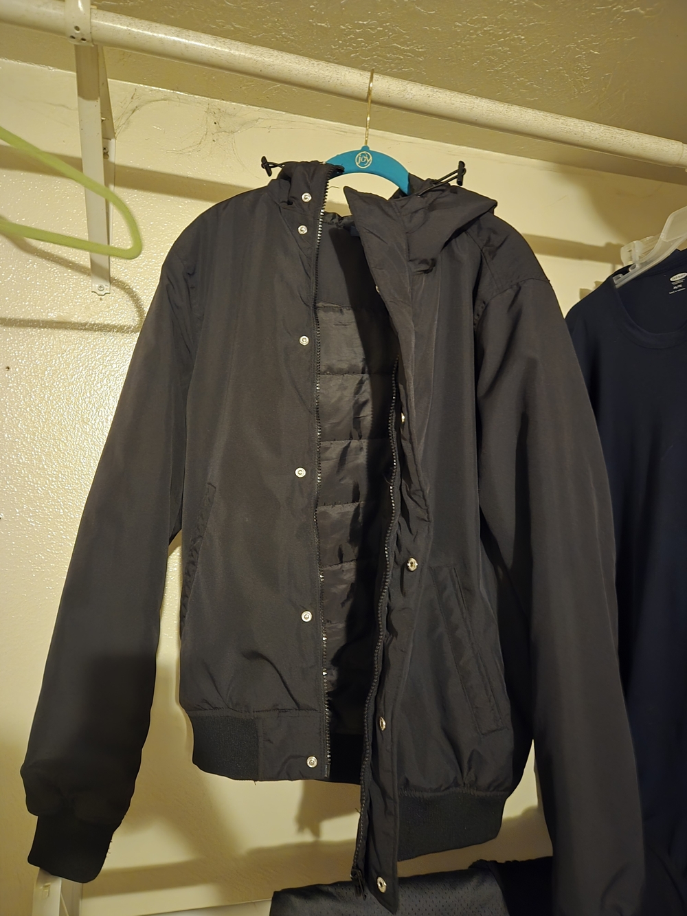 Divided by H&M Men's Hooded Bomber Jacket Black Puffer Lining